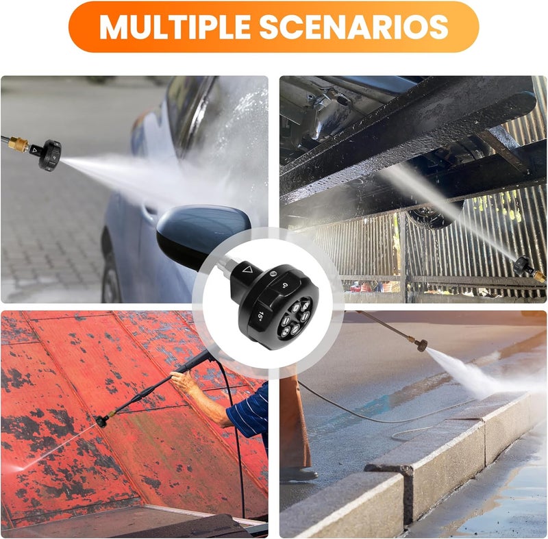 Giraffe Tools Adjustable 6-in-1 Quick Changeover, Power Washer Nozzle, 1/4" Quick Connect, 4000 PSI - Image 4